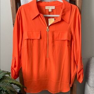 Michael Kors Gorgeous Vibrant Orange Blouse Size 2X, NWT, Retails $125
